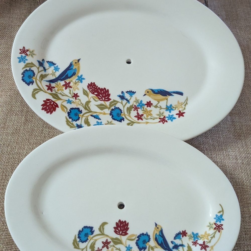 Floral Bird Design Oval Plates